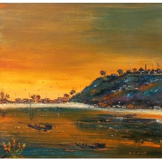 Hamid Alvi, 30 x 30 inch, Oil on Canvas, Seascape Painting, AC-HA-083 Hamid Alvi, 30 x 30 inch, Oil on Canvas, Seascape Painting, AC-HA-083